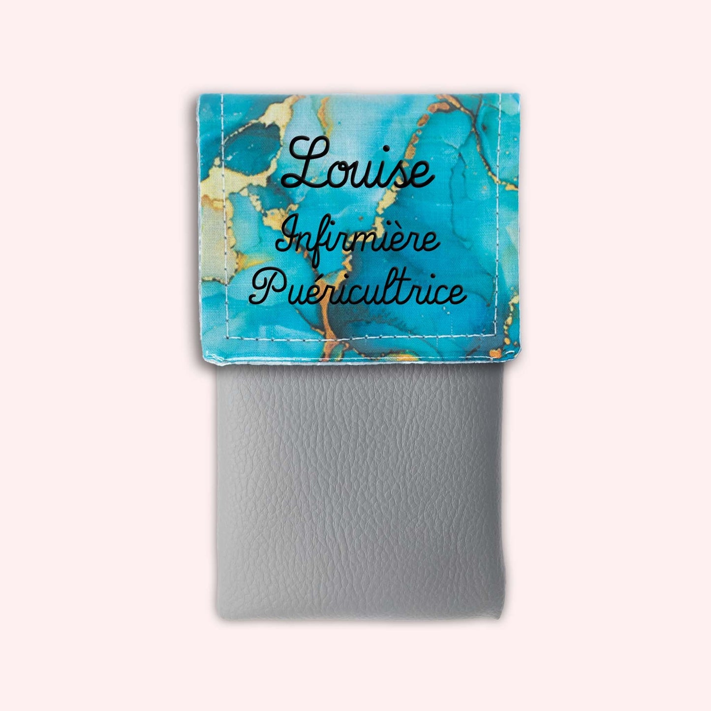 Pochette aimantée Marbre Turquoise Doré