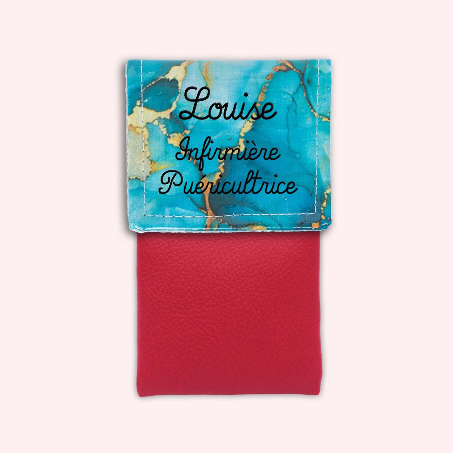 Pochette aimantée Marbre Turquoise Doré