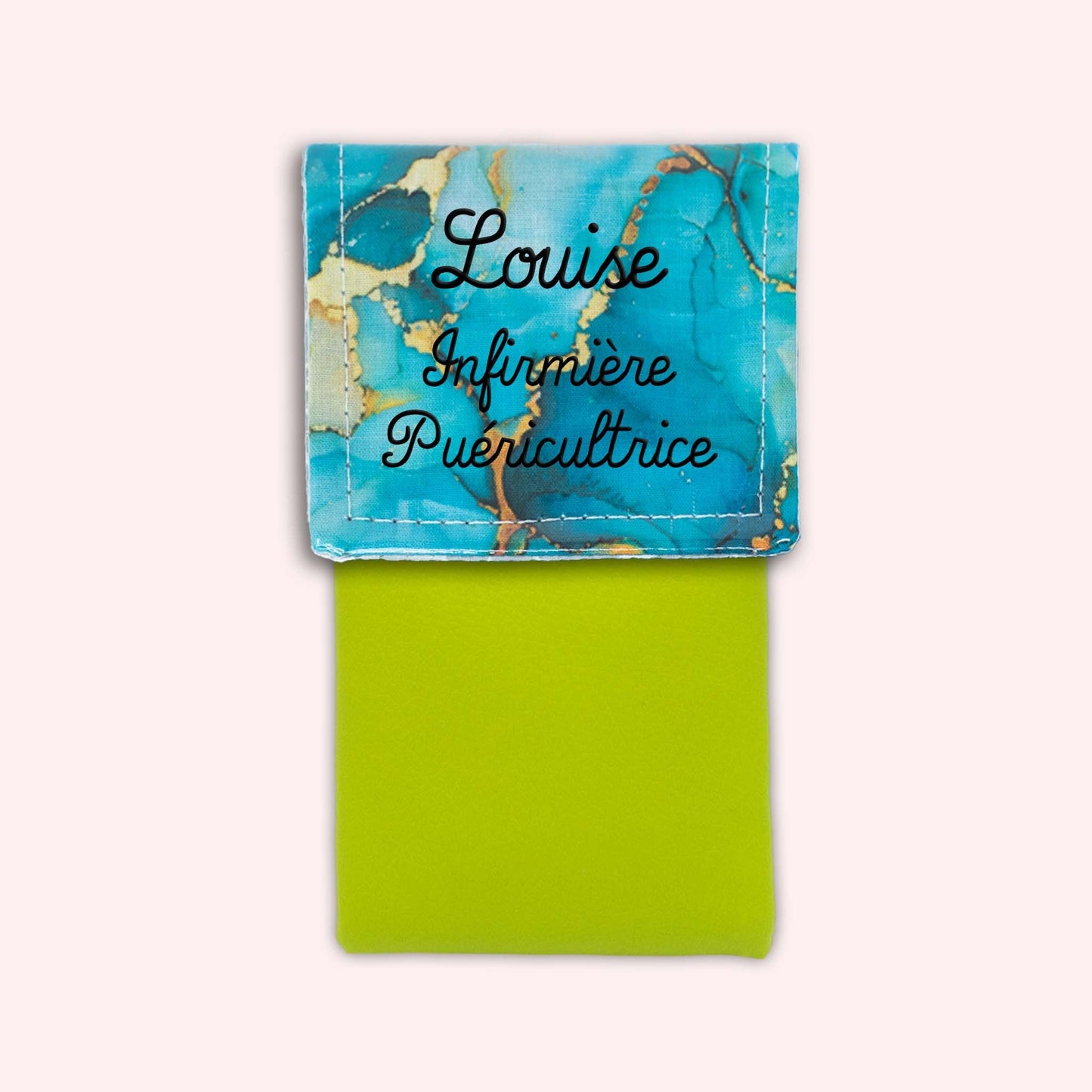 Pochette aimantée Marbre Turquoise Doré