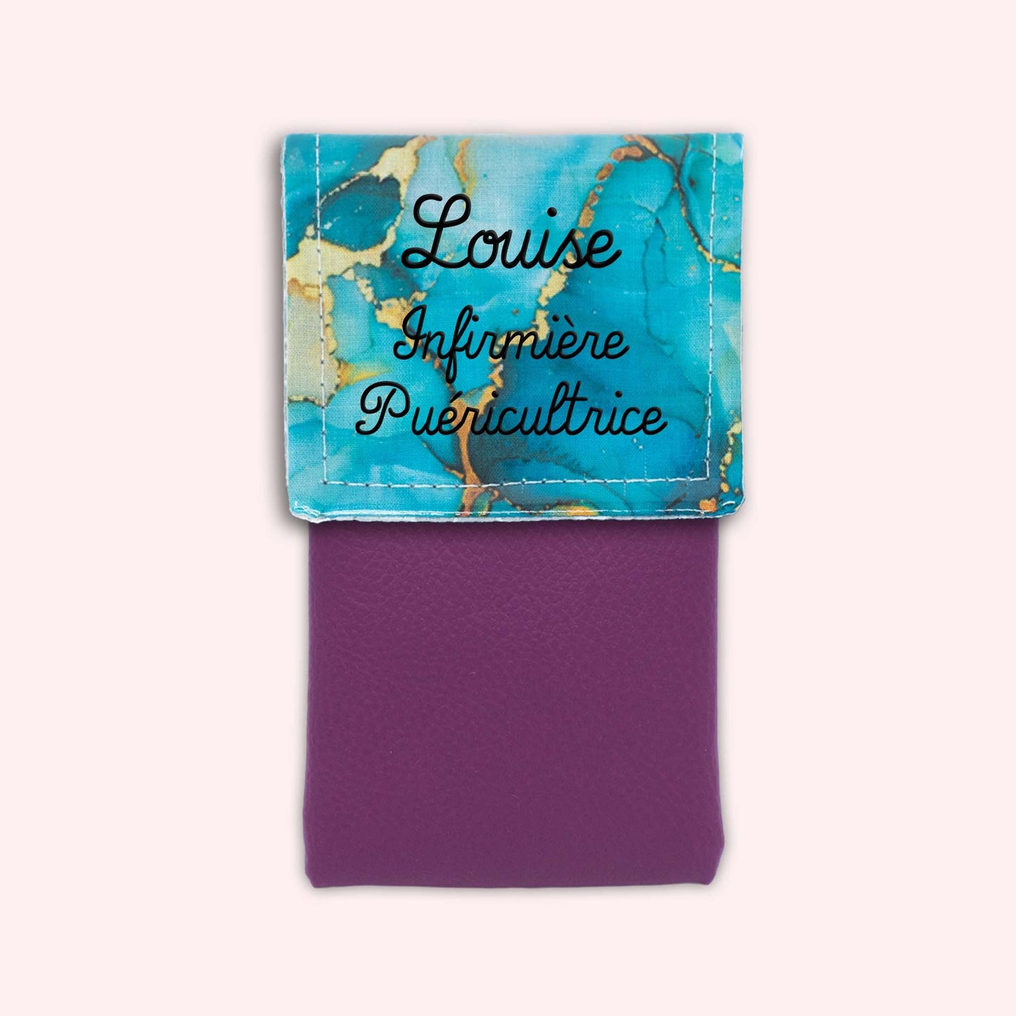 Pochette aimantée Marbre Turquoise Doré