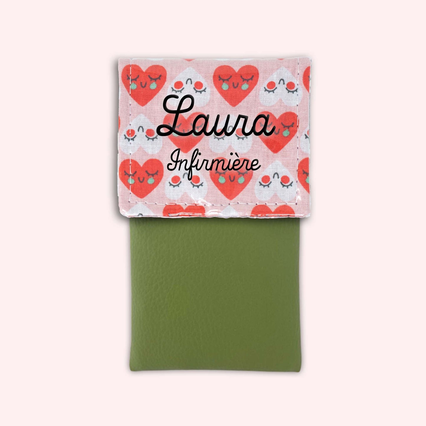 Pochette aimantée Coeurs Rouge et Blanc