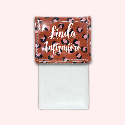 Pochette aimantée Léopard Brique