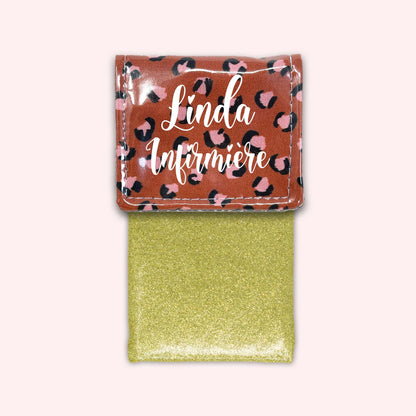 Pochette aimantée Léopard Brique