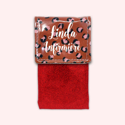 Pochette aimantée Léopard Brique