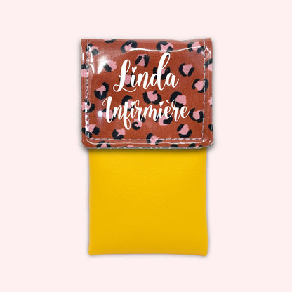 Pochette aimantée Léopard Brique