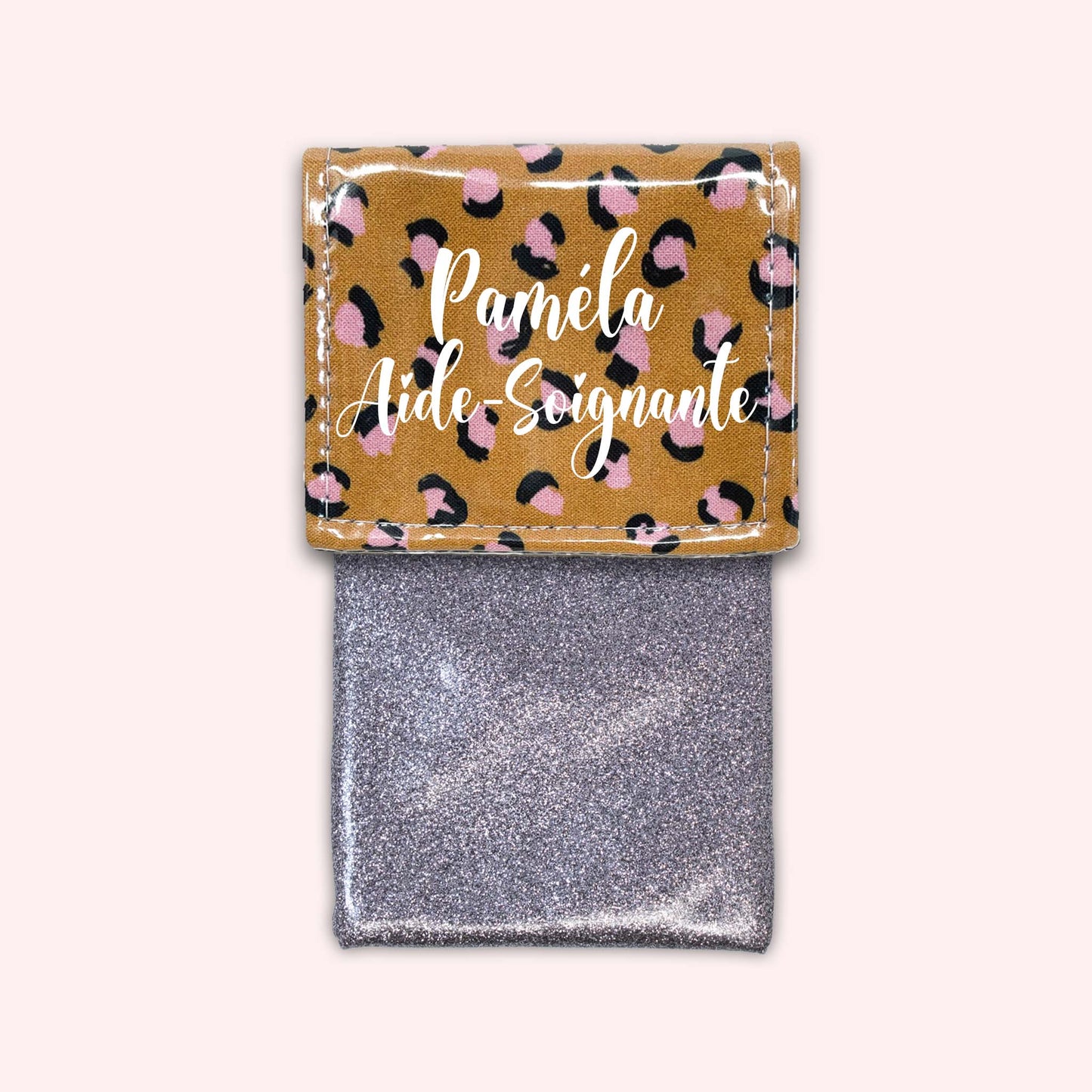 Pochette aimantée Léopard Caramel