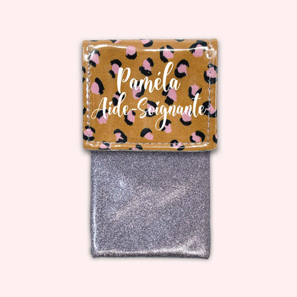 Pochette aimantée Léopard Caramel
