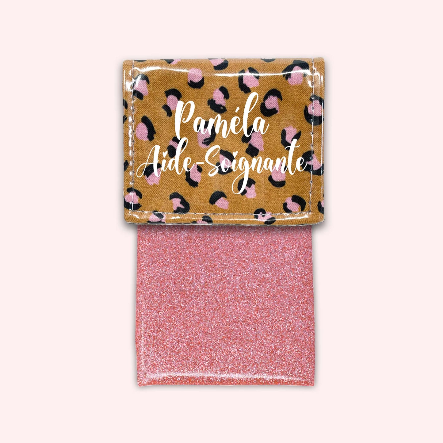 Pochette aimantée Léopard Caramel