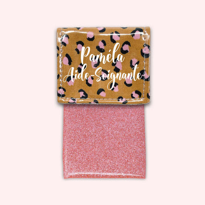Pochette aimantée Léopard Caramel