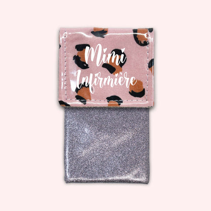 Pochette aimantée Léopard Rose