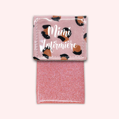 Pochette aimantée Léopard Rose