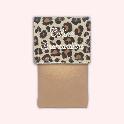 Pochette aimantée Léopard Savane