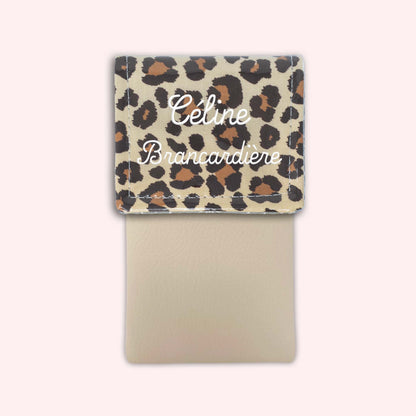 Pochette aimantée Léopard Savane