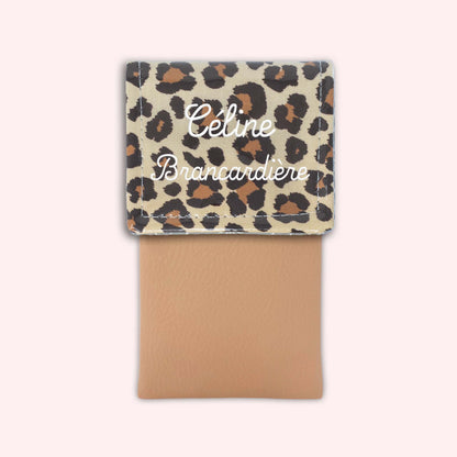Pochette aimantée Léopard Savane