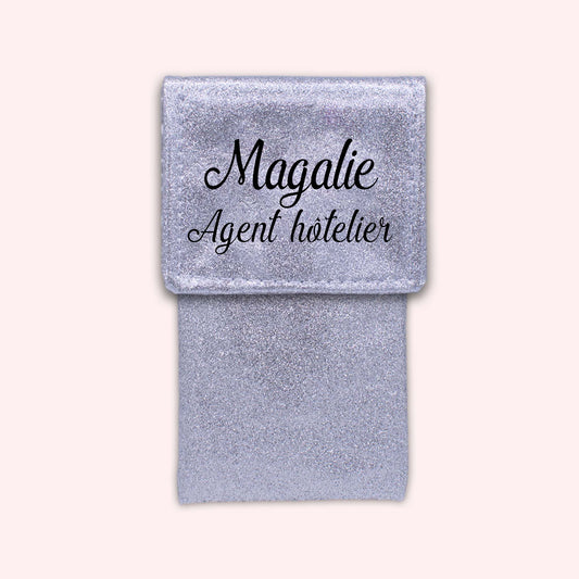 Silver glitter magnetic pouch