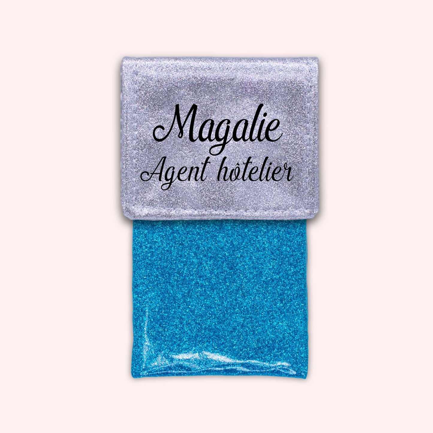 Two-tone pouch with silver glitter flap