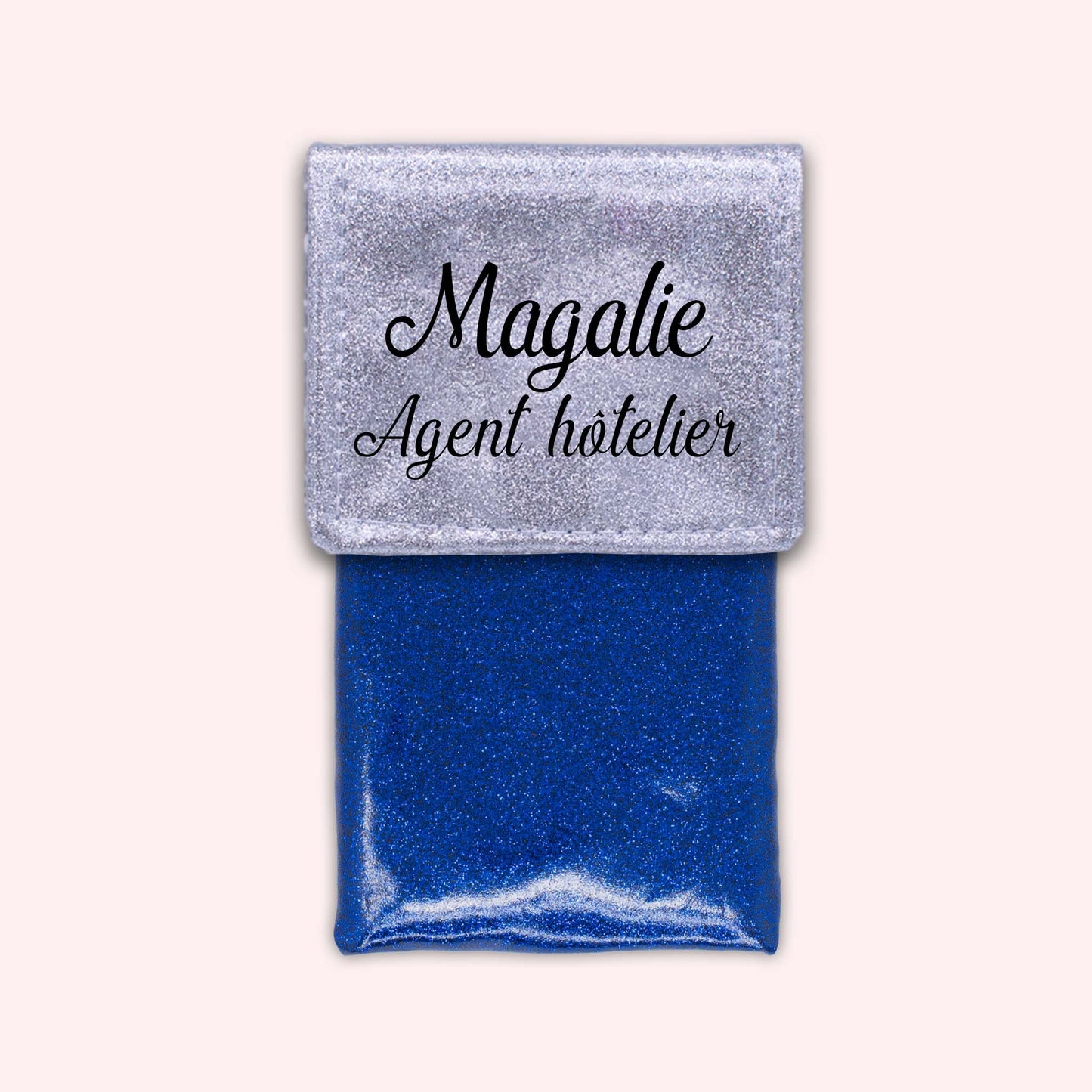 Two-tone pouch with silver glitter flap