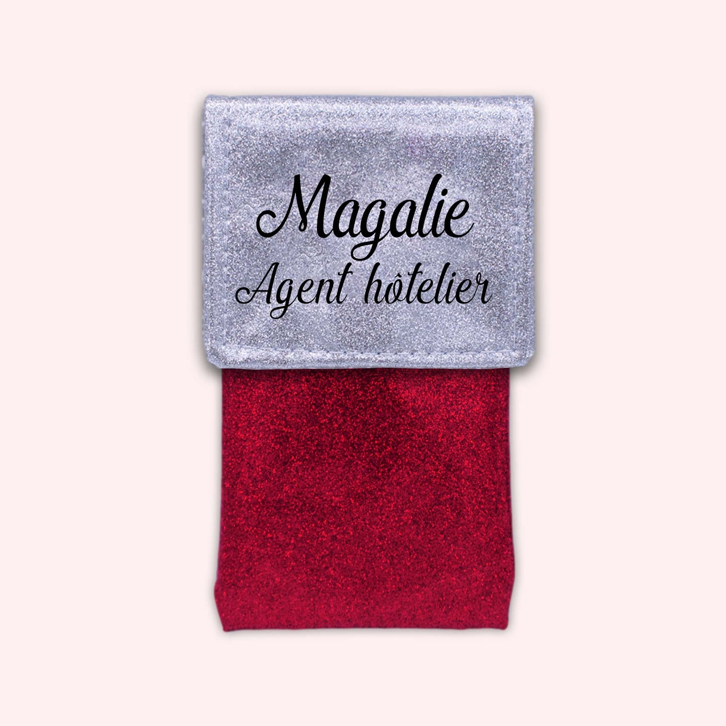 Two-tone pouch with silver glitter flap