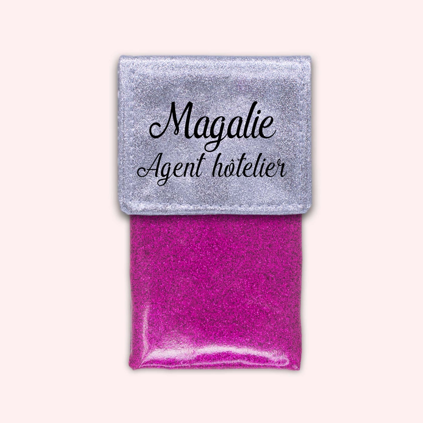 Two-tone pouch with silver glitter flap