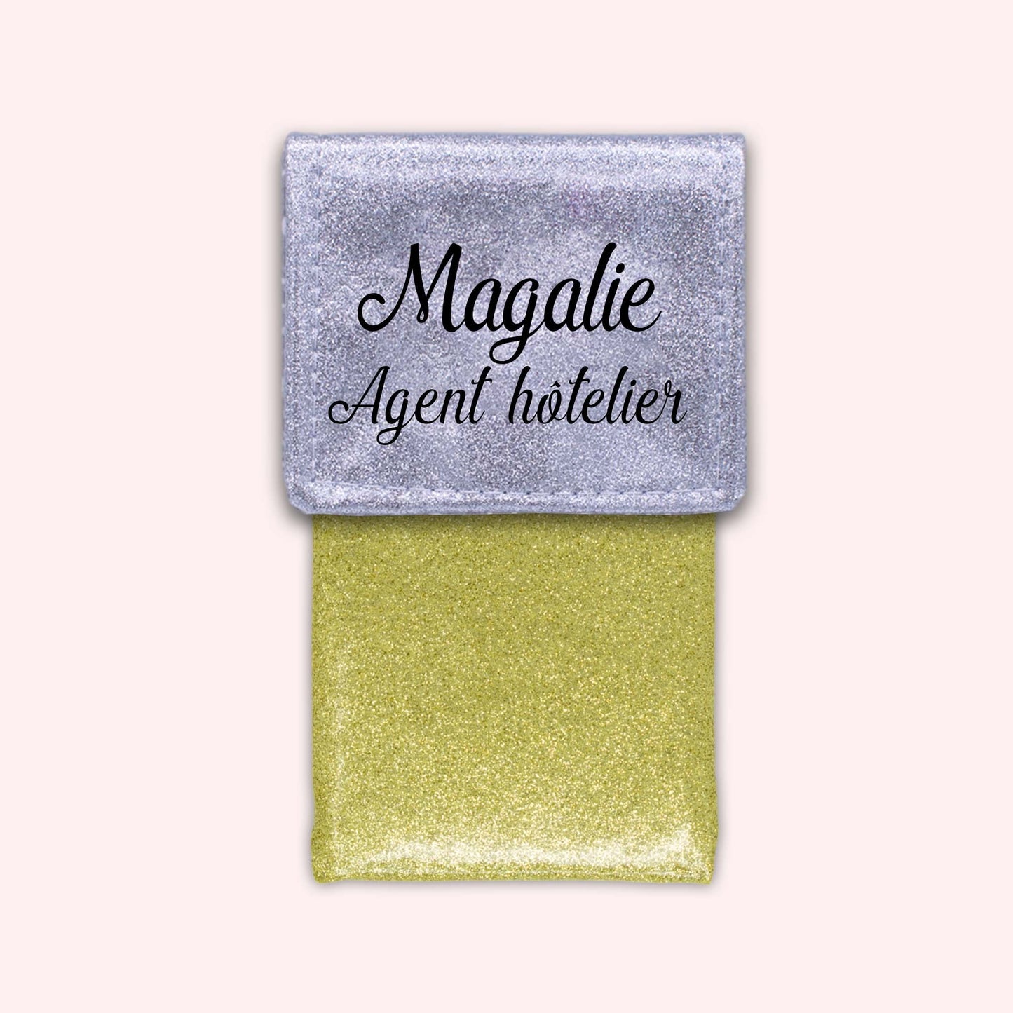 Two-tone pouch with silver glitter flap