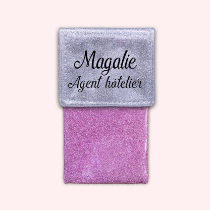 Two-tone pouch with silver glitter flap