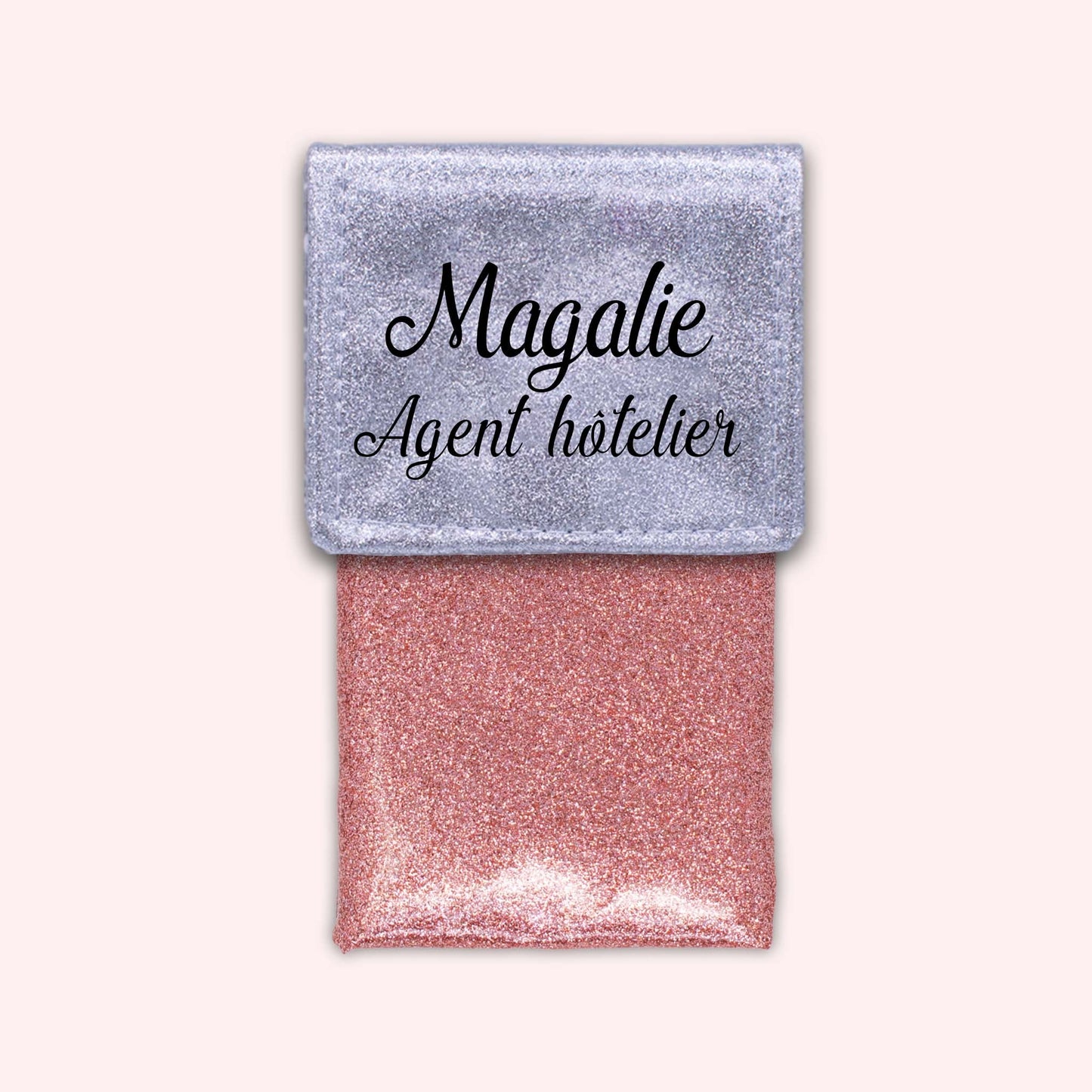 Two-tone pouch with silver glitter flap