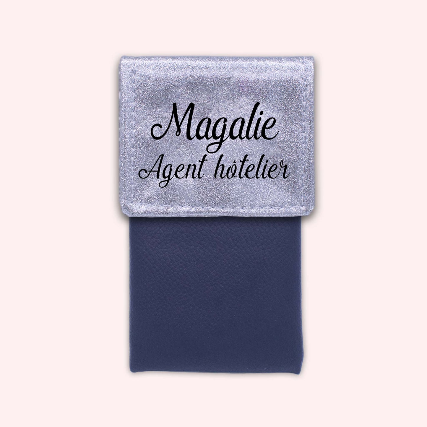Two-tone pouch with silver glitter flap