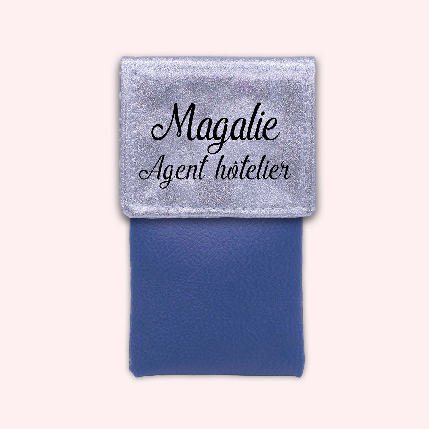Two-tone pouch with silver glitter flap