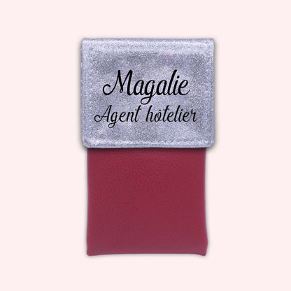 Two-tone pouch with silver glitter flap