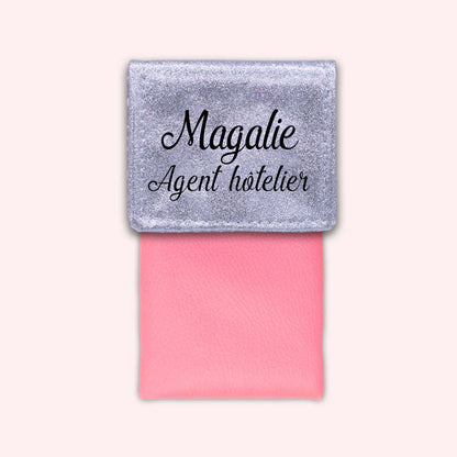 Two-tone pouch with silver glitter flap