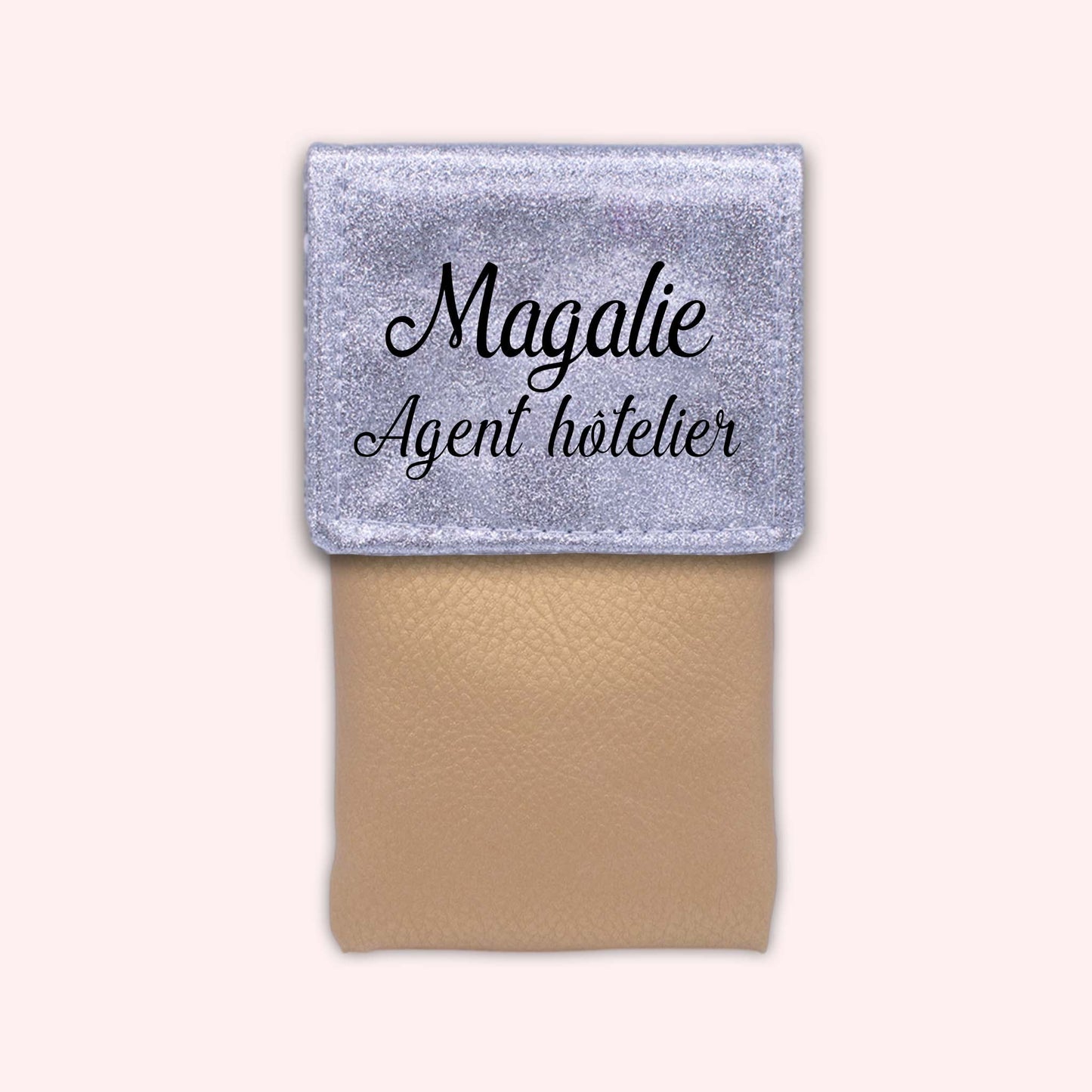 Two-tone pouch with silver glitter flap