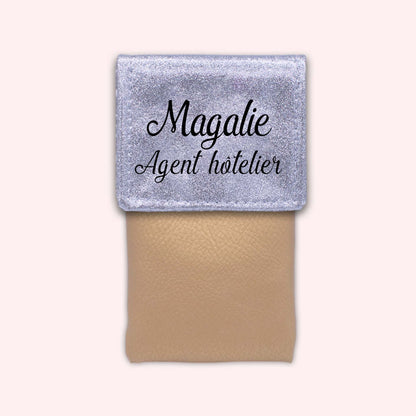 Two-tone pouch with silver glitter flap
