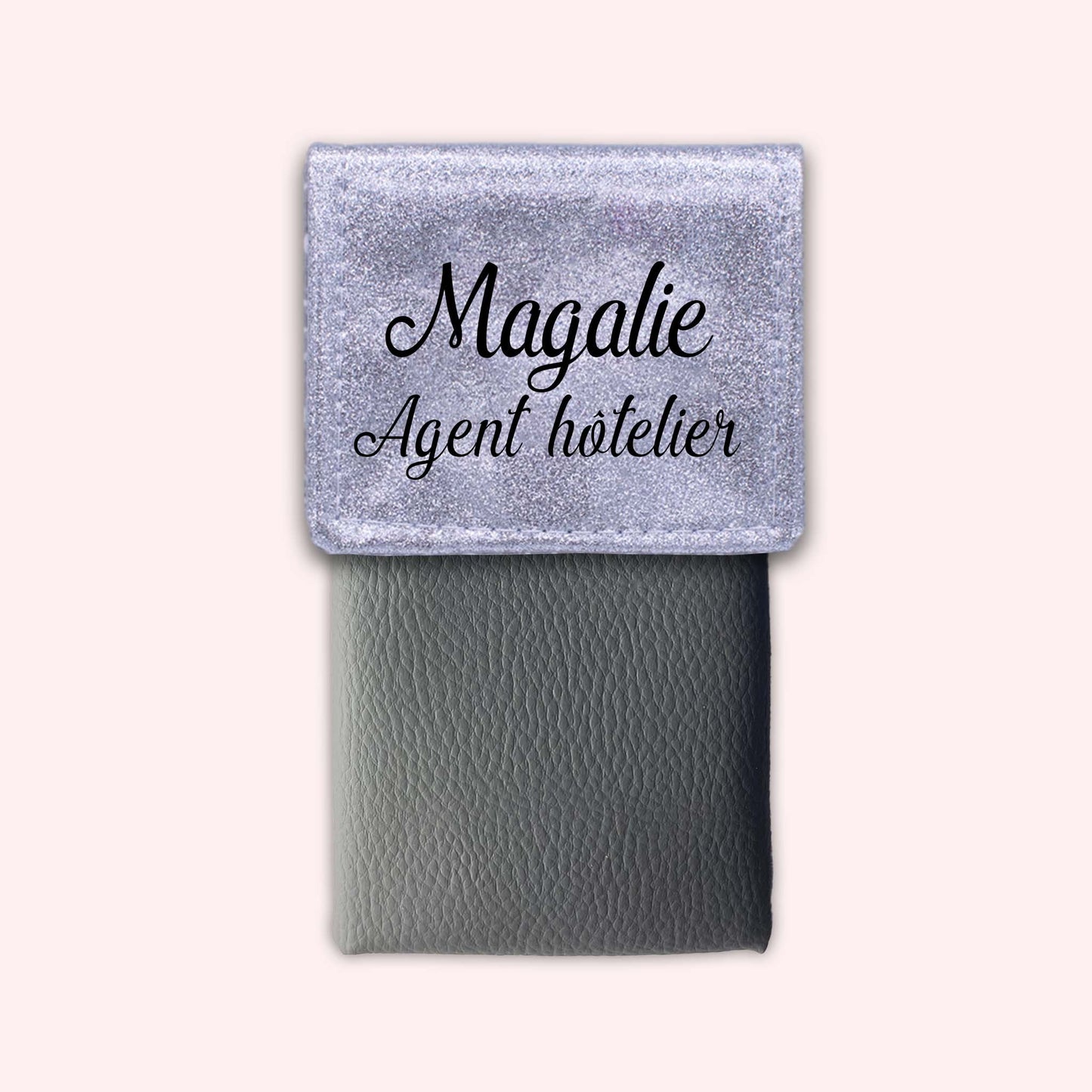 Two-tone pouch with silver glitter flap