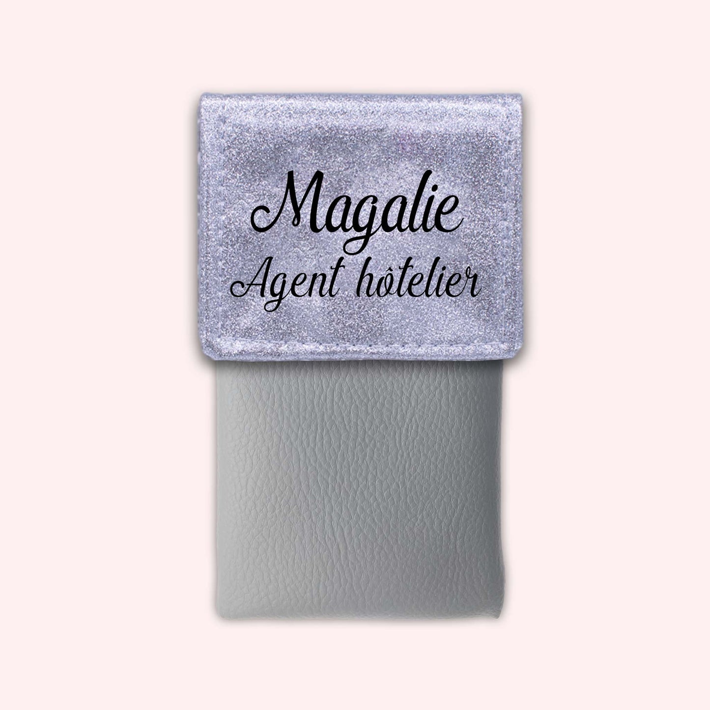 Two-tone pouch with silver glitter flap