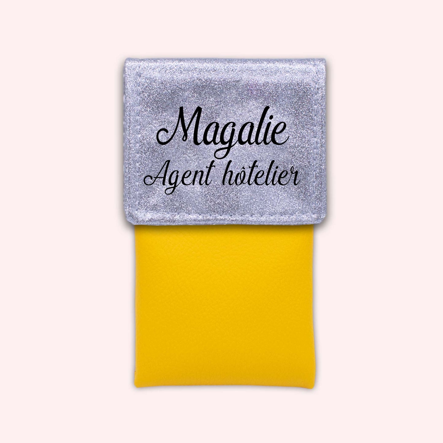 Two-tone pouch with silver glitter flap