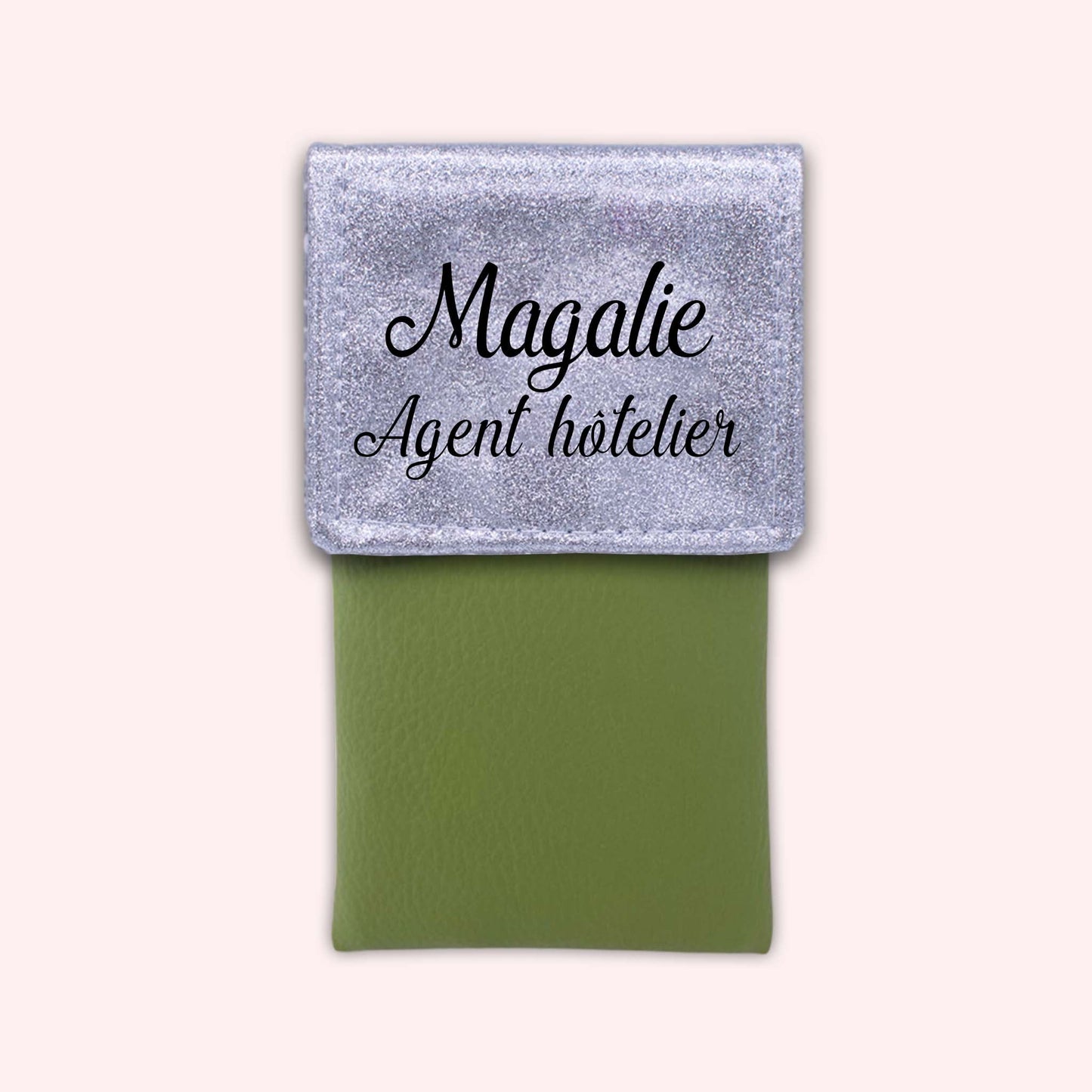 Two-tone pouch with silver glitter flap