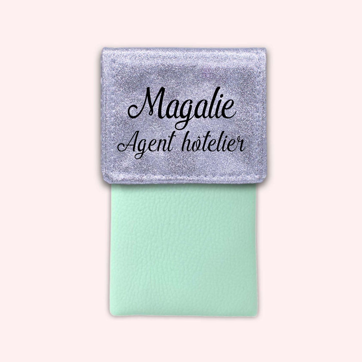 Two-tone pouch with silver glitter flap