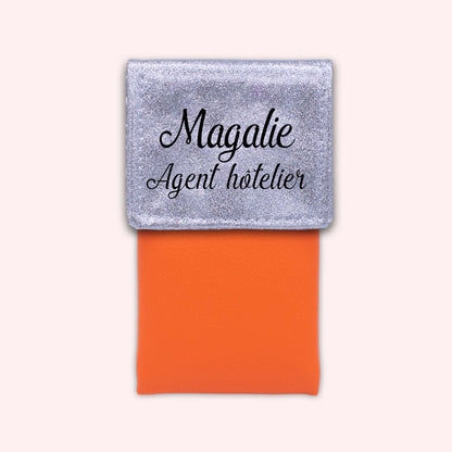Two-tone pouch with silver glitter flap