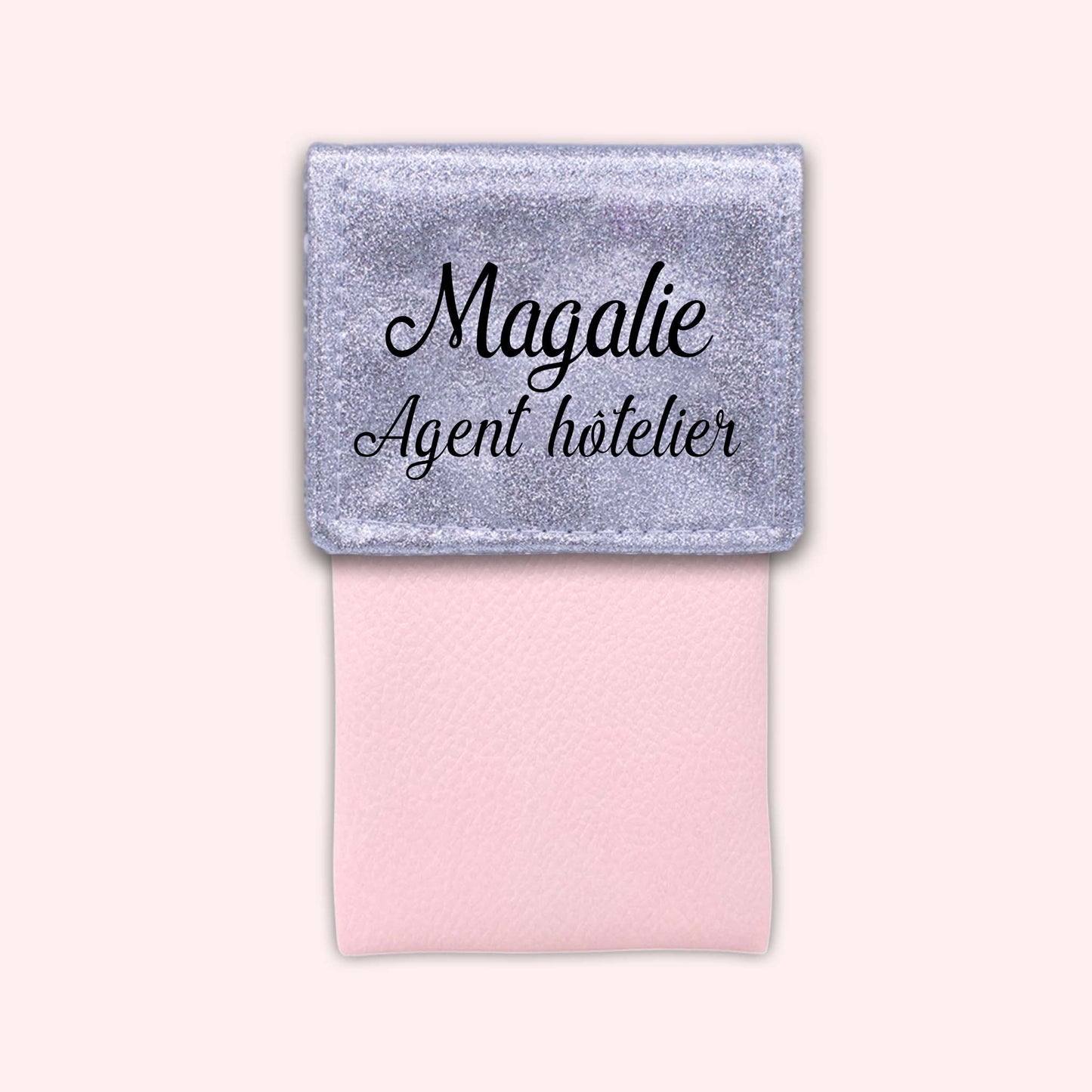 Two-tone pouch with silver glitter flap