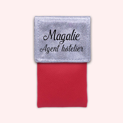 Two-tone pouch with silver glitter flap