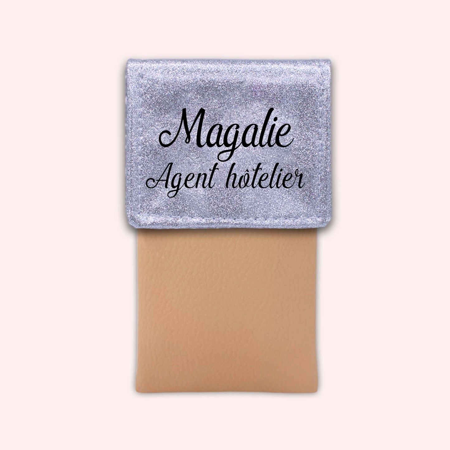 Two-tone pouch with silver glitter flap