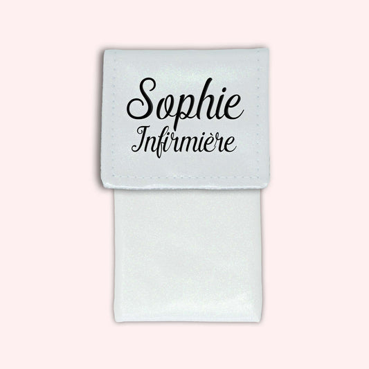 White glitter magnetic pouch