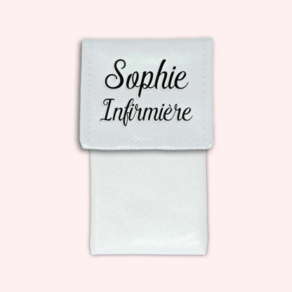 White glitter magnetic pouch