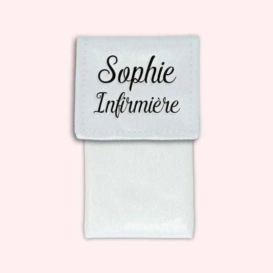 White glitter magnetic pouch