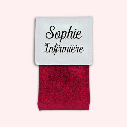 Two-tone pouch with white glitter flap