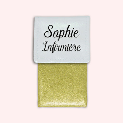 Two-tone pouch with white glitter flap