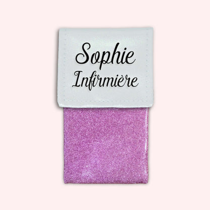 Two-tone pouch with white glitter flap