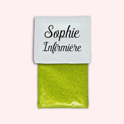 Two-tone pouch with white glitter flap
