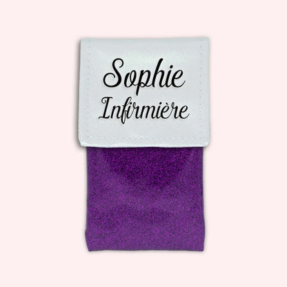 Two-tone pouch with white glitter flap