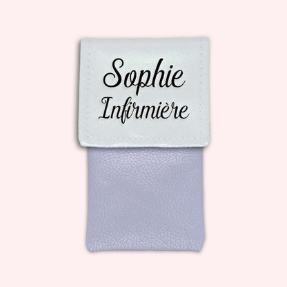 Two-tone pouch with white glitter flap